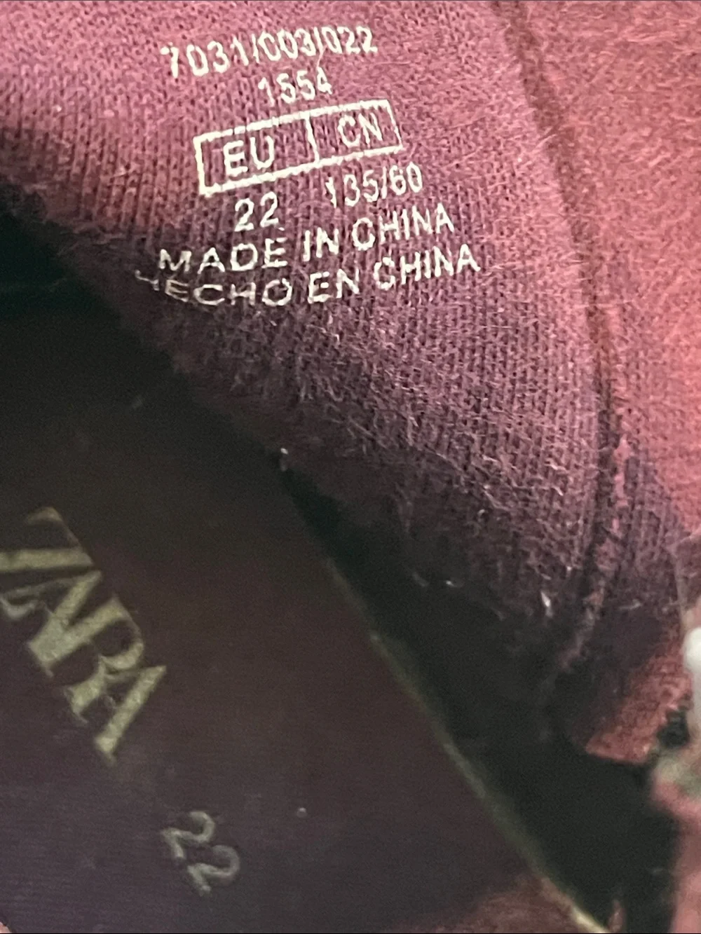 Zara Girls Patent Burgundy Ankle Boots